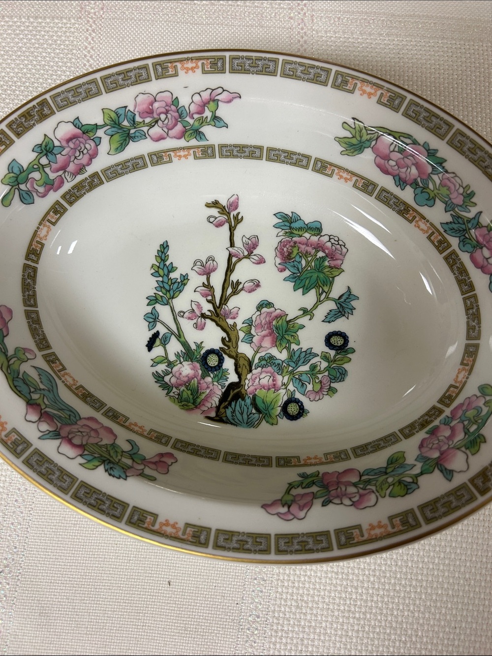 Vintage Syracuse China oval vegetable serving bowl "Indian Tree Pink” image 3